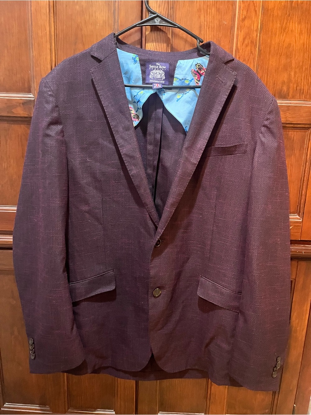 Men's Maroon Blazer 44L the Savile Row Company Shoreditch butterfly lining